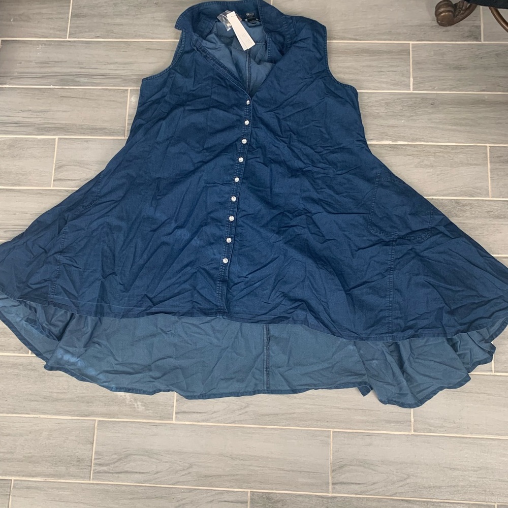 Denim button down top